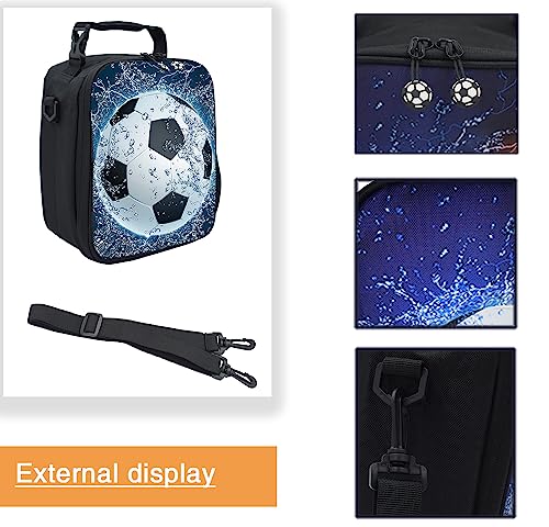 Lunch Tote, 2019 Upgrade Insulated Football Lunch Bag- Waterproof Reusable Lunch Box Portable Meal Bag Ice Pack for Kids Boys Girls -Blue - color: Football Blue