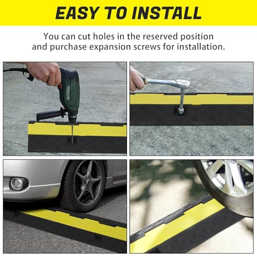 TROPOW 3 Pack 2-Channel 11,000 lbs per Axle Capacity Rubber Cable Protector Ramp – Driveway Wire Cord Guard with Traffic Speed Bump for Indoor and Outdoor Use