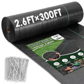 2.6FT x 300FT Weed Barrier Fabric, Garden Cloth Woven Landscape Fabric Heavy Duty with 120 U-Shaped Securing Pegs, Lawn Weed Block Mat Ground Cover for Garden Beds, Farming - size: 2.6FT x 300FT