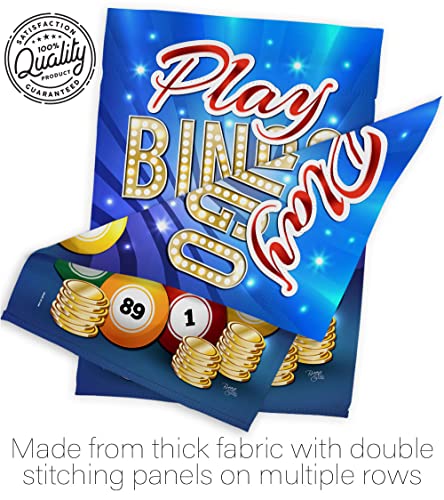 Breeze Decor Play Bingo Garden Flag Set with Stand Interests Games Bunco Night Dice Poker Hobbies Leisure Activity House Decoration Banner Small Yard Gift Double-Sided, Made in USA - size: Garden Flag Set 13"x 18.5" w/ Flagpole