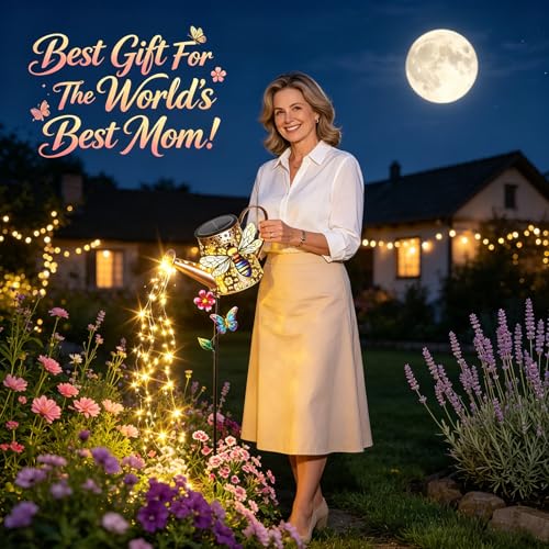 Solar Watering Can with Lights Outdoor Garden, 41in Large Bee Garden Stake Lights, Waterproof Decoration for Yard Lawn Pathway, for Mom Grandma Women Birthday Gardening Gift - color: Bee-Yellow