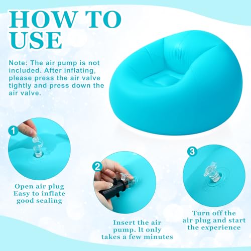 Realspring Inflatable Bean Bag Chair for Adult Bean Bag Sofa Chair Blow up Inflatable Furniture for Outdoor Living Room Bedroom Balcony Travel Party Gift Accessories(Lake Blue,2 Pcs) - color: Lake Blue