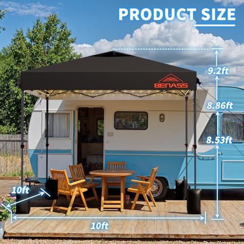 10x10 Pop Up Canopy, Easy Up Canopy Tent, Heavy Duty Tents for Parties, One Person Set Up Event Tent, Black - color: Black, size: 10x10