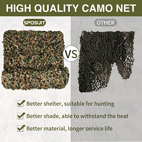 Sposuit Camo Netting - Camouflage Net 10x20 20x20 10x10 5x10 5x20, Military Camo Netting for Hunting Bulk Roll, Camo Tarp Sunshade Net for Party Decorations, Sunshade, Camping Ghillie Netting - color: Simulation Leaf, size: 10ft x 10ft(3M x 3M)