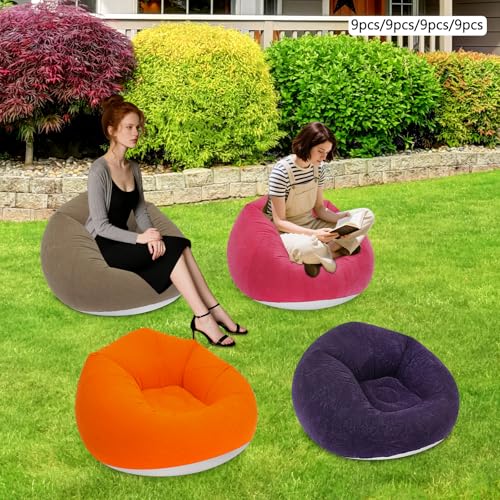 9 PCS Inflatable Ultra Lounge with Ottoman,Blow up Couch Load 264.55 Lbs,Inflatable Bean Bag Chairs for Homes, Yards, Lawns, Campsites, Balconies,Offices,Gardens (Dark Blue) - color: Dark Blue