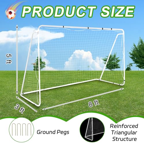 Liliful 12 x 6/10 x 6.5 ft Soccer Goal for Backyard Portable Soccer Net and Steel Weatherproof Frame Folding Goals with 6 Ground Stakes for Adults Youth Outdoor Training Competition - size: 8 x 5.1 ft