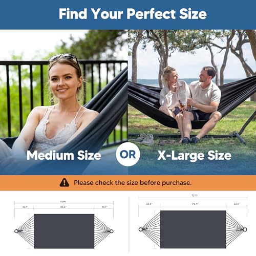 SUNCREAT Hammocks Outdoor Camping Double Hammock, Extra Large 2 Person Hammock for Camping, Dark Gray - color: Dark Gray, size: X-Large