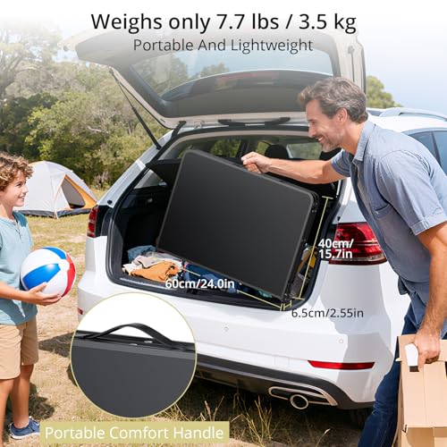 Anbte 3ft Camping Table Foldable with Storage Net, 3 Heights Max 29.5" Aluminum Camping Table with Portable Handle, Lightweight, for Travel Outdoor Beach Picnic Patio Indoor, 36" x 24", Pure Black - size: 36"L x 24"W x 29.5H"