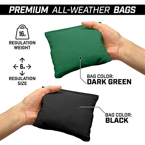 GoSports 4 ft x 2 ft Regulation Size Wooden Cornhole Boards Set - Includes Carrying Case and Bean Bags (Choose Your Colors) Over 100 Color Combinations - color: Black & Dark Green