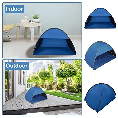 Pop Up Beach Sun Tent, 1 Person, Blue, 31.51 x 19.69 x 21.65 Inches, Sun Shelter, Sun Protection, Beach - color: Blue-painted silver, size: Large