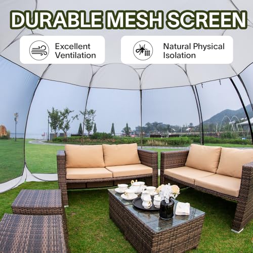 Alvantor 15'x15' Pop Up Screen House Tent, Instant Outdoor Gazebo with Mosquito Netting & UPF 50+ Sun Protection, Portable Canopy Shelter for Patio, Backyard, Camping (12-15 Person),Grey - color: Gray, size: 15'x15'