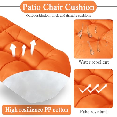 Adirondack Chair Cushion, Waterproof Outdoor Seat Cushions for Patio Furniture, Thick High Back Replacement Pad for Porch Lawn Wicker Dining Desk Chair, Rocking Chair Cushion, Teal - color: Orange