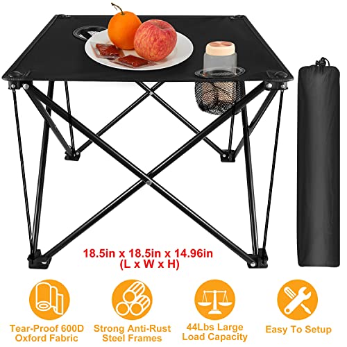 iMounTEK Folding Camping Table with Storage Bag Portable Picnic Table Lightweight Travel Desk with Cup Holder Carrying Bag for Outside Picnic Camping