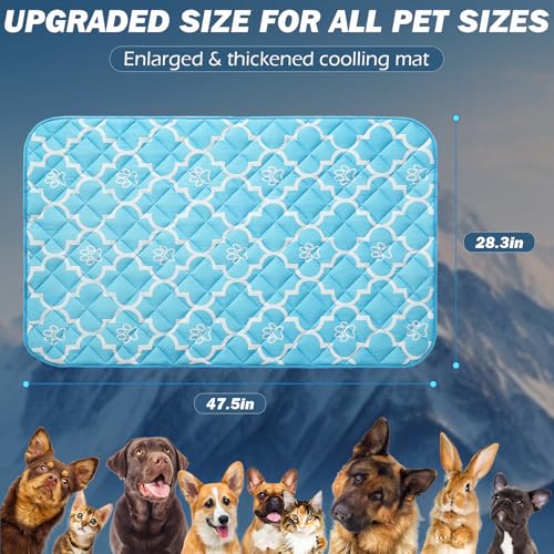 EXPAWLORER Dog Cooling Mat-28.3''*47.2'' Upgraded Extra Large Cooling Pad for Dog Dogs Cats Pets in Summer Keep Cool,Washable,Non-Slip Blanket for Grate Sofa Bed Outdoor - color: Blue