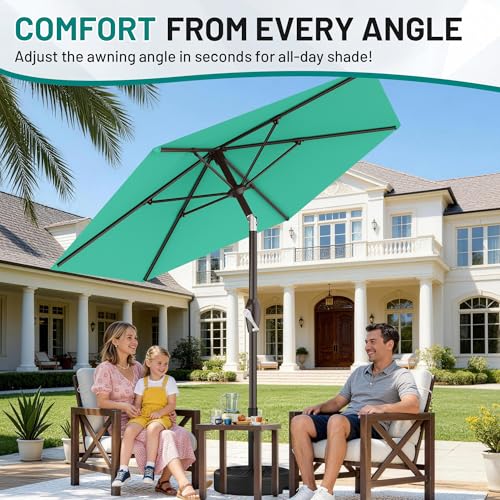 AreShark 7.5FT Patio Umbrella Table Market Umbrella with 6 Sturdy Ribs, Button Tilt/Crank Heavy-Duty Round Outdoor Umbrellas for Garden, Deck, Backyard,and Pool, Aruba Blue - color: Aruba Blue, size: 7.5FT