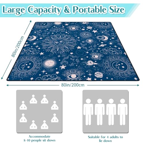 Gothic Picnic Blankets Waterproof Foldable,80″X80″ Sun and Moon Thick Picnic Mat Outdoor Blanket for Grass,Blue Large Beach Blanket Sandproof Picnic Accessories for Camping Picnic Party Park - color: A01, size: 6'8" X 6'8" (Square)