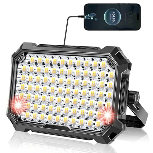 LED Work Light Rechargeable Outdoor, 13000mAh Work Flood Lights 10000LM with 4 Light Modes for Camp Essentials, IP65 Waterproof LED Lantern for Emergency, Power Outages, Car Repair, Tent