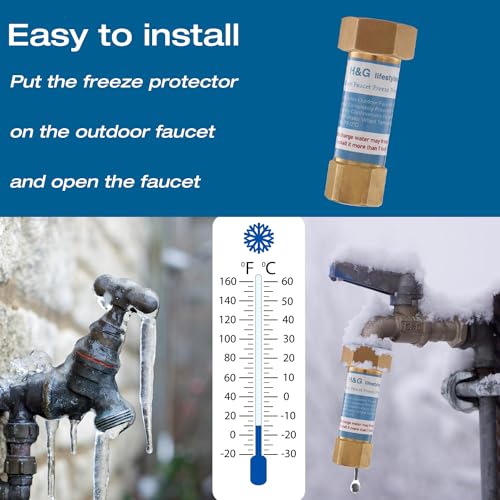 H&G lifestyles Outdoor Faucet Freeze Protection, Heavy Duty Brass Spigot Replacement for Faucet Covers for Winter, Freeze Proof Protector, Easy to Install, Saves Water
