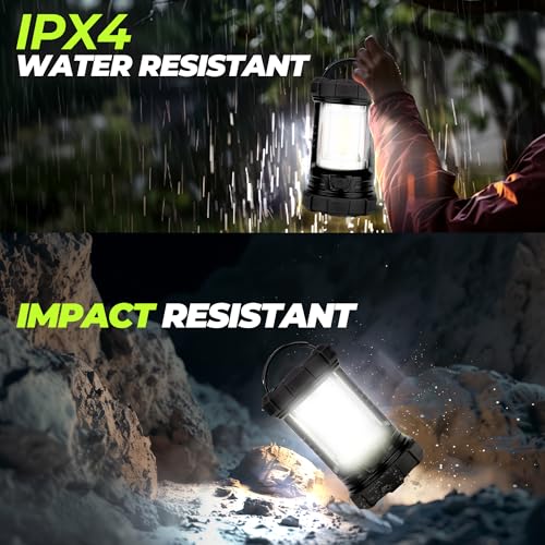 Camping Lantern 3000LM, LED Lanterns for Power Outages with 4400mAh Phone Charger, Impact-Resistant Rechargeable Lantern, 5 Light Modes Waterproof Lantern for Hurricane Emergency(Black) - style: 1-Black
