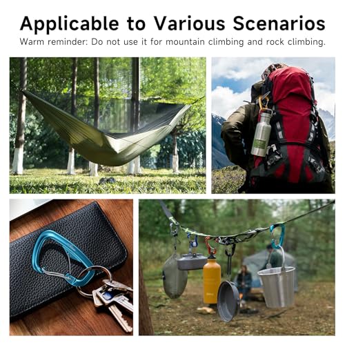 Heavy Duty Carabiner Clip Hook 8KN (1763 lbs), 2 PCS Ultra-Light Aluminum Caribeaners with Double Door D Ring Shape, for Hammock, Camping, Hiking, Backpacking, Dog Leash, Keychain Clip - style: 2#Gold-2pc