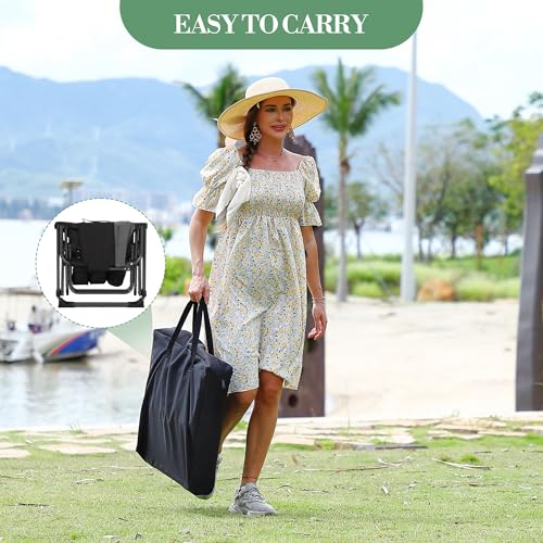 Oversized Camping Directors Chair, Portable Folding Lawn Chairs for Adults Heavy Duty with Side Table, Outdoor Foldable Camp Chair with Pocket for Beach, Fishing, Picnic, Outdoor Foldable Camp Chair