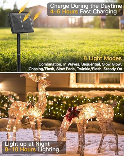 120LED 10FT Solar Fairy Lights Outside Waterproof, 8 Lighting Modes IP65 Outdoor Solar String Lights Outdoor Waterproof Firecracker Twinkle Light for Patio Yard Garden Party Decorations, Warm White - color: Warm White, size: 9.8Ft