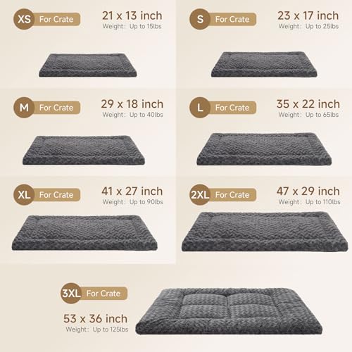 Washable Dog Bed Mat Soft Dog Crate Pad Fluffy Pet Kennel Beds Sleeping Mattress with Non-Slip Bottom for Large Jumbo Medium Small Dogs, 47 x 29 Inch, Brown - color: Brown, size: 47.00" x 29.00" x 1.50"