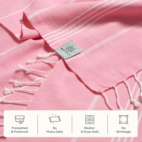 WETCAT Turkish Beach Towel Oversized (38"x71") 100% Turkish Cotton, Made in Turkey - Sand Free, Extra Large, Ultra Soft, Quick Drying, Compact & Lightweight for Travel - Light Pink - color: Light Pink, size: Beach Towel (38" x 71")