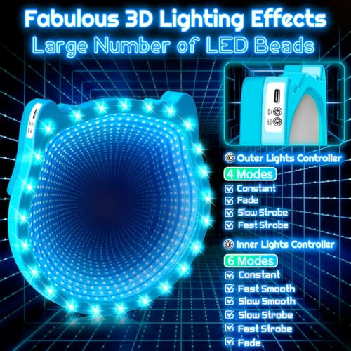 3D LED Light Up Toss Catch Ball Game Set Toys for Back Yard Outdoor Party Favors Glow in Dark Sticky Paddle Baseball Gift Age 3 4 5 6 7 8 9 10 11 12 Years Old Girls Boy Kid Family Adult - color: Blue 2 Paddle 2 Balls