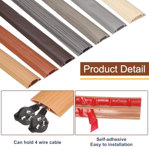 HARFINGTON 6ft Cord Cover Floor W0.6 x H0.33 Inner Channel PVC Hide Extension Cable Floor Wire Hider Wire Covers Protector for Prevent Cable Trips Cables Management, Wood Grey - color: Wood Grey, size: 6ft