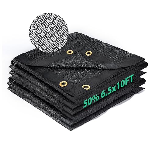 Kesfitt 50% Shade Cloth 6.5x10 ft, Breathable HDPE Mesh Sun Shade Tarp for Garden & Greenhouse, UV Resistant Outdoor Shade Fabric with Copper Grommets for Plants, Patio, Yard - size: 6.5ftx10ft, style: 50% Shading Rate