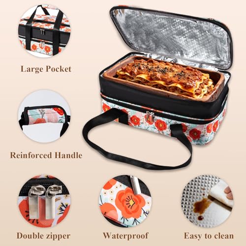 Insulated Casserole Carrier Expandable for Hot or Cold Food with Handle Food Transport for Travel Picnic Cookouts,Fits Pioneer Woman Kitchen Stuff Accessories and 9" x 13" Baking Dish - color: Color Three