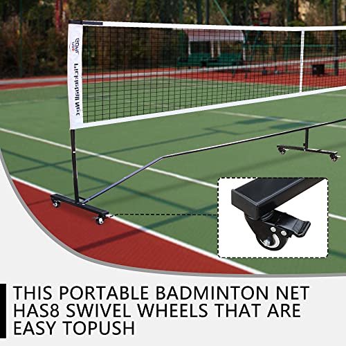 Badminton Pickleball Net System with Universal Wheel,Movable Steady Metal Frame,Strong Nylon Net and Carrying Bag,22 Feet Portable Height Adjustable Net for Pickleball and Other Games