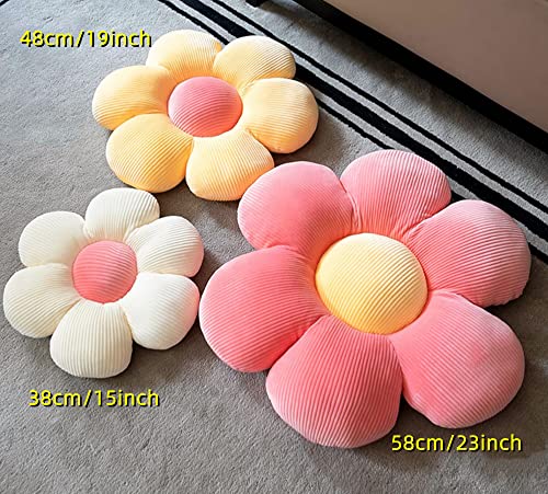 LEHU Flower Pillow, Flower Shaped Seating Cushion -Cute Daisy Pillow for Girls Tweens Room Decor Flowe Floor Pillow for Reading and Lounging Comfy (Pink petals-23'') - color: Pink Petals, size: 23''