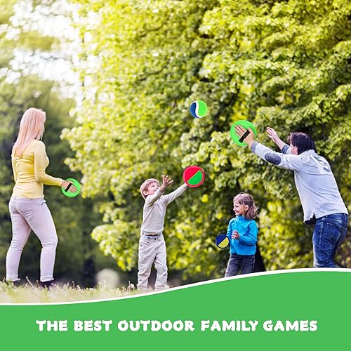 Toss and Catch Ball Game – Outdoor Catch Toy for Kids, 8inch Catch Ball Racket for Adult Backyard Beach Playground Play, 3-12 Years Boys Girls Birthday Gifts - color: Green Bule Pink