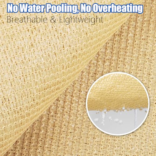Sun Shade Sail Sand Yellow Rectangle 10FTx13FT Permeable Garden Canopy for Outdoor Patio Backyard and Deck Sun Protection Fabric with Fade and Tear Resistance - size: Rectangle-10FTx13FT