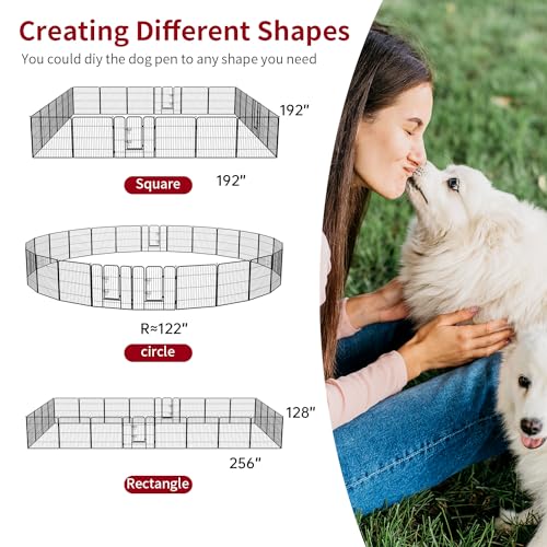 FDW Dog Playpen Dog Pen Dog Kennel 24 Panels 32 Inch Height Indoor Outdoor Folding Metal Portable Puppy Exercise Pen Heavy Duty Dog Fence for Yard Camping,Black - style: 24 Panels