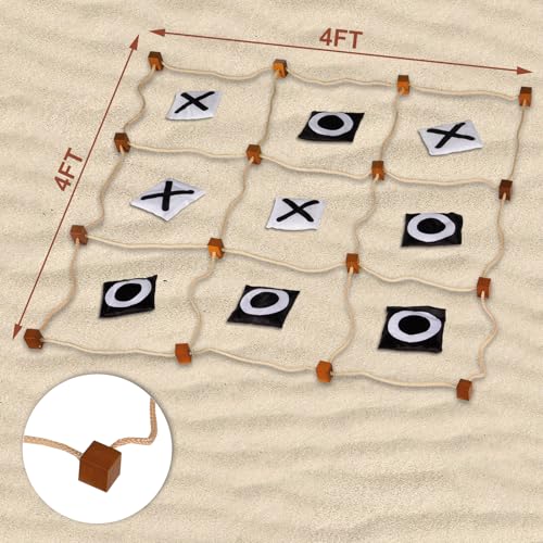 Giant Tic Tac Toe Outdoor Games, Bean Bag Toss for Kids and Adults, 4Ft x 4Ft, Large Backyard Family Game, No Assembly, Indoor Outdoor Play, Portable Giant Lawn Games, Instant Setup - color: White & Black