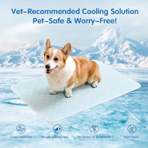 Dog Cooling Mat - Instant 6-12°F Drop, Cooling Mat for Pets Q-MAX >0.5 & Machine Washable, Anti-Slip Bottom, Cool Relief Bed for Dogs & Cats Light Blue 42" x 28" - color: Light Blue, size: XL (42" x 28")