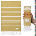 Ossano Turkish Beach Towel Quick Dry & Soft Oversized (39" x 71") - Compact, Versatile and Functional as Yoga Mat, Picnic and Travel Blanket, Cruise and Bath Towels - Mustard - color: Mustard