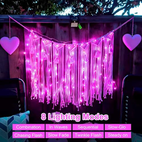 QITONG 4 Pack Solar Fairy Lights, Each 33ft 100 LED Pink Christmas String Lights Outdoor Waterproof, 8 Modes Copper Wire Twinkle Mini Lights - color: Pink, size: 4Pack*100LED