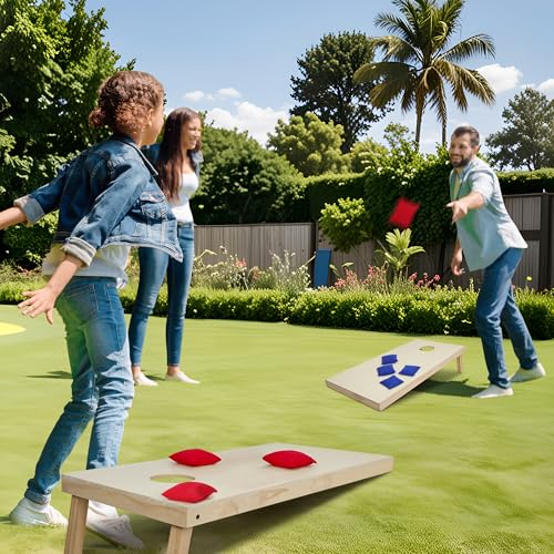 Nova Microdermabrasion 4x2Ft or 3x2Ft Solid Wood Cornhole Game Board with 8 Bean Bags and Carrying Case for Outdoor Yard Beach Lawn Party Backyard - style: Regulation Size 4×2ft