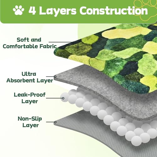 Washable Pee Pads for Dogs, 30" x 17" Faux Moss Reusable Puppy Pads for Dog Potty Training, Durable Absorbent Leakproof Dog Grass Pad for Crate Couch Car Seat Pet Bed Home Indoor Use