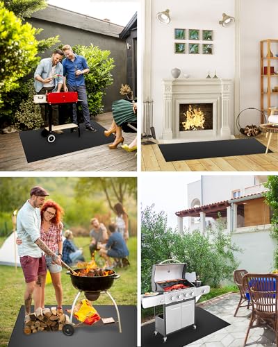 65 x 40 inch Heavy Duty Large Under Grill Mats for Outdoor Grill, Double-Sided Fireproof, Waterproof, Oil Proof Deck and Patio Protector, BBQ Mat Grill Floor Mats Fireplace Fire Pit Mat - size: 60*40 Inch