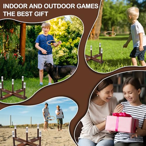 Ring Toss Game for Kids & Adults, Outdoor Yard Games for Adults and Family, Premium Ring Game with 6/10 Rope Rings & Carrying Bag, Perfect for Lawn, Backyard, Beach, Camping - size: Standard