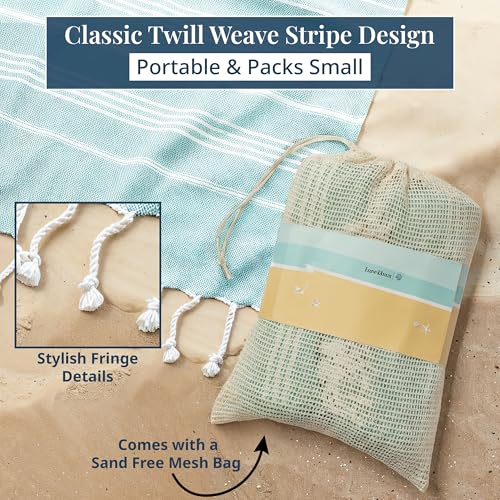 LANE LINEN Large Beach Blanket – Oversize Beach Towel, Beach Games for Family, Compact Quick-Dry Towel (82"x82"), Perfect for Lounging, Resort Stays, & Coastal Escapes - Aqua - color: 01: Aqua, size: Beach Blanket (80" x 80")