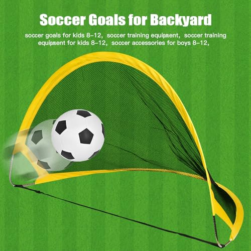 Packable 2 Pack Soccer Goal Pop Up Backyard Portable Soccer Goal Net Foldable Indoor Outdoor Kids Soccer Goal Set Soccer Training Equipment Soccer Ground Stakes