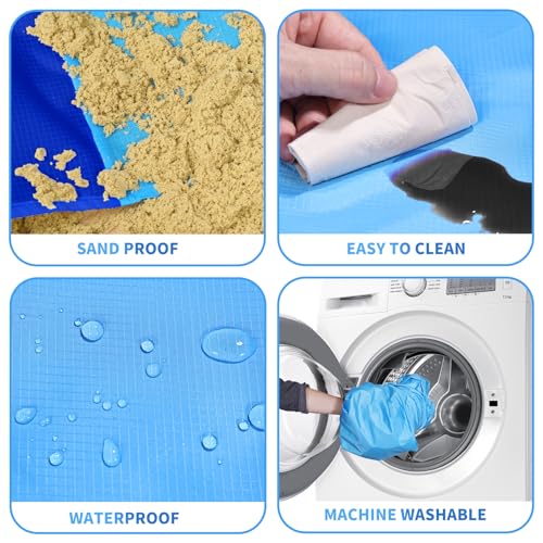Beach Blanket Waterproof Sandproof Oversized Lightweight 78''×81'' 1-5 Adults Blanket Beach Large Picnic Mat for Travel Camping Hiking Picnic - color: Blue, size: 78''x81''