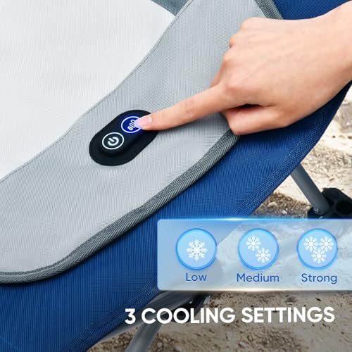 Camping Chair with Cooling Pad – Cools 50°F in 20 Sec, Folding Beach Chair with Cup Holder, Side Pocket, 330 lbs Heavy Duty, Includes Storage Bag – Ideal for Sports Events, Excludes Battery - color: Slate Gray, style: Camp Chair
