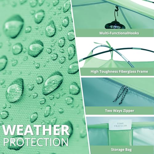 CAMEL CROWN Beach Tent UPF 50+ Sun Shelter for 2/3/5/6 Person, Lightweight Portable Sun Shade with Sand Anchor, Family Beach Day & Outdoor Adventures - color: Grass Green, size: 5/6 Person